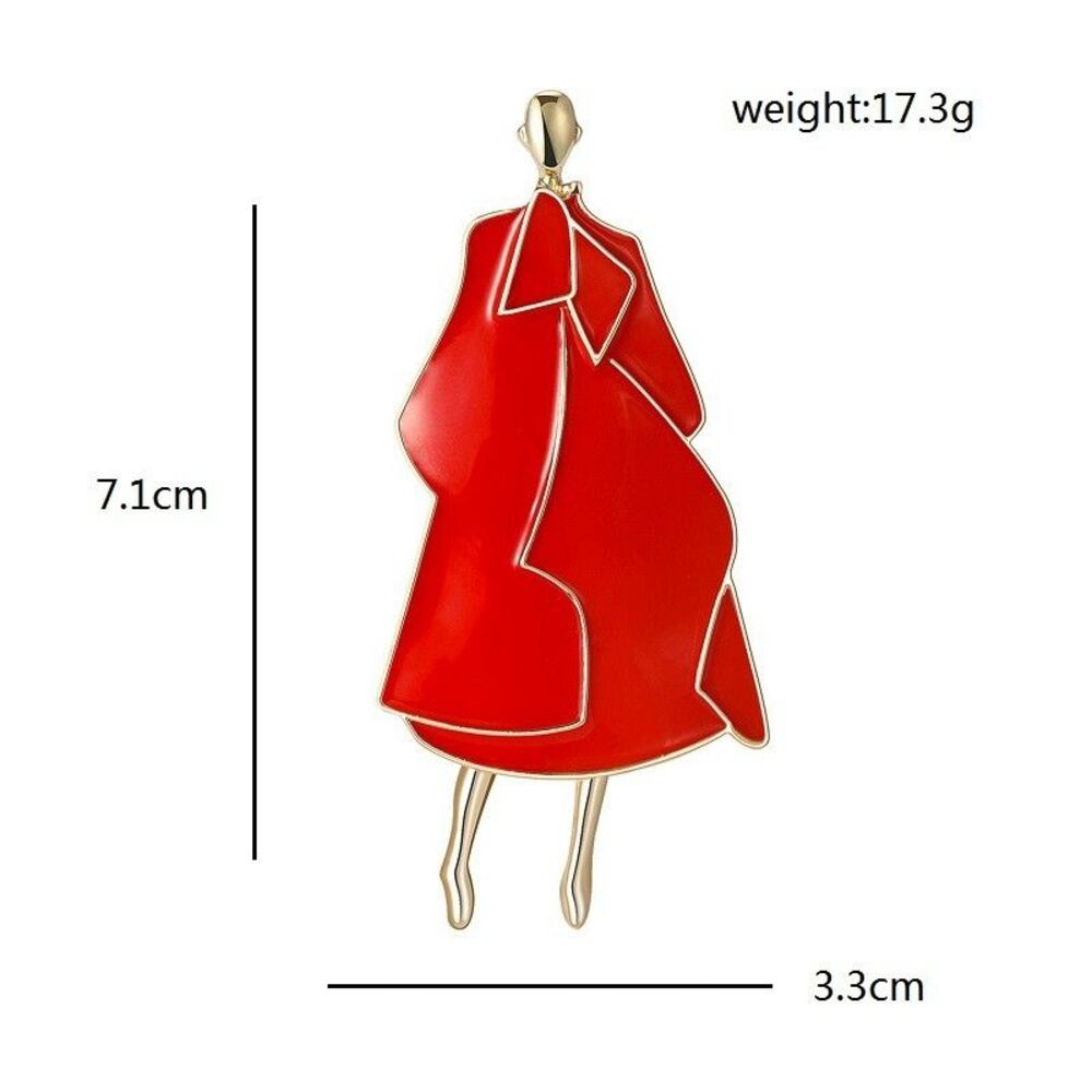 2PC Abstract Fashion Lady Enamel Brooch Set Red & Black Gold Tone Pin New - Picture 6 of 8